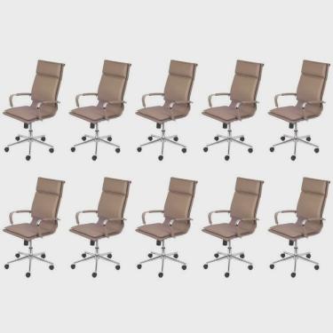 Imagem de Kit 10 Cadeiras Escritorio Presidente Design Italiano com Relax Corino 3304