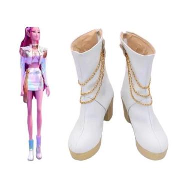 Imagem de Botas de Cosplay em Couro Branco Estilosas - Calçados para Halloween, 