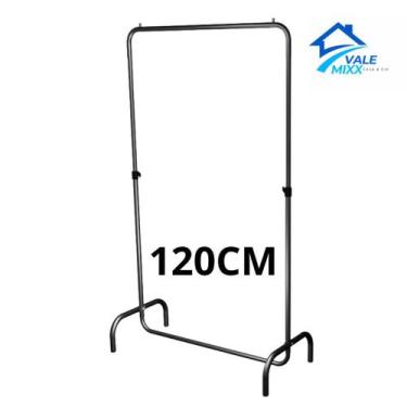 Imagem de Arara Desfile 120cm para Roupas Reforçada Altura Regulável - PRETA - v