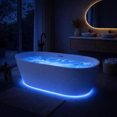 Imagem de Banheira Freestanding Imersão Viena Air Blower Led Branco 1,7m 220V PE