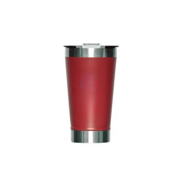 Imagem de Copo Térmico Cerveja Chopp Inox Com Tampa Abridor 480ml Xtuned, Vermel