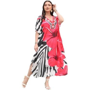 Imagem de Vestido de praia, cardigã com estampa floral boho para mulheres - Taiy