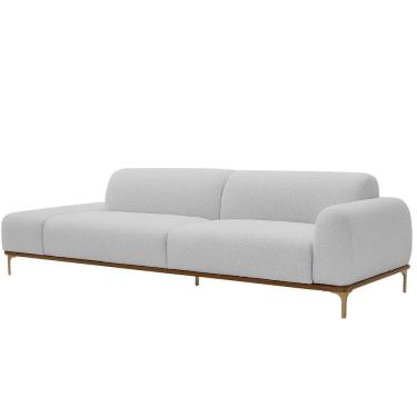 Imagem de Sofá Living Unne 3 Lugares 210cm Terminal Direito Bouclé Cinza Claro - Nexta Casa Cor Cinza