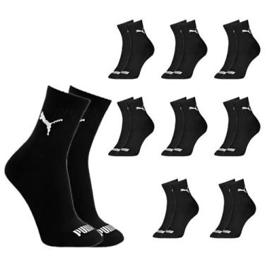 Imagem de Kit 9 Pares Meias Puma Cano Médio Adulto Algodão Original, Preto, 34/3