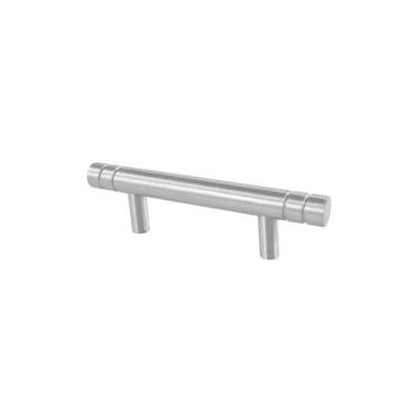 Imagem de Puxador Barra Acetinado Com Friso Externo Alumínio 0210 Pauma, 64 mm