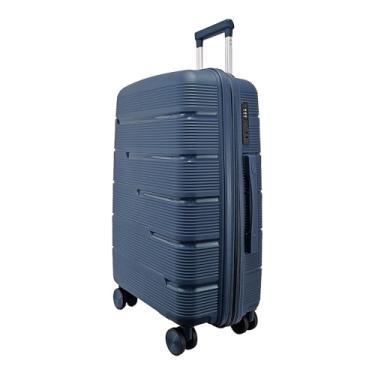 Imagem de Mala de Viagem Média 23kg, Polipropileno Rígido, 4 Rodas Duplas 360º, Trava TSA, Divisória Interna (Azul Marinho P2M)