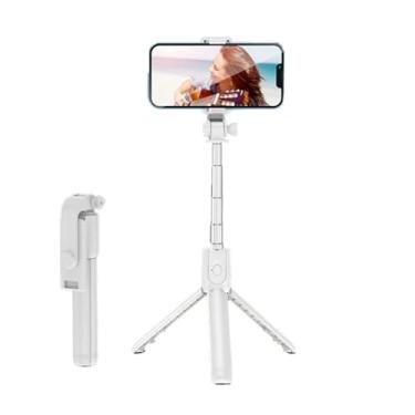 Imagem de Bastão Tripé Mini 360º Dobrável Pau De Selfie Bluetooth Controle Remoto 3 em 1 Celular Câmera Selfie stick Foto (Branco)