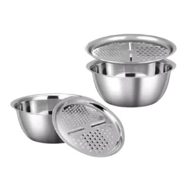 Imagem de Kit .. Tampa Ralador E Tigela para Salada, Inox, Multifuncional para Cozinha.. São 2 peças. 24,5X 10,5 X Aprox.