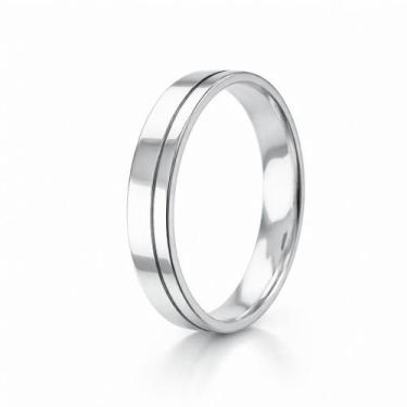Imagem de Aliança em Prata 925 Lisa com Friso - Joia de Compromisso - Justino Ri