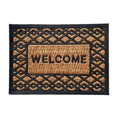 Imagem de Capacho De Porta Fibra Emborrachado Panamá Zig Zag 60x40cm - Uzoo Capacho Fibra Emborrachado Panama 60x40cm Zig-zag