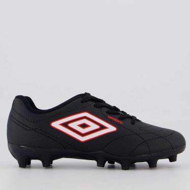 Imagem de Chuteira Umbro Class Footballer Campo Juvenil Preta e Vermelha-Masculino