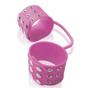 Imagem de Algemas Silicone Cuffs Pink em Material Macio Rosa com Botão de Pressão e Venda Inclusa Pipedream