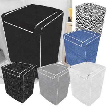 Imagem de Capa de Maquina de Lavar Abertura Superior com Zíper, Estampa Jeans P 