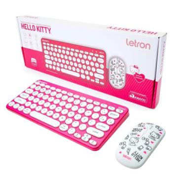 Imagem de Kit Teclado e Mouse Wireless e Bluetooth Hello Kitty Letron Leo&Leo Le