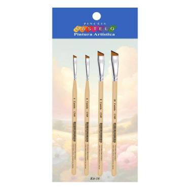 Imagem de Kit Pinceis Artisticos para Pintura Chanfrado c/ 3 Unidades - CASTELO