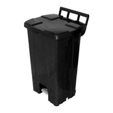 Imagem de Lixeira Quadrada Plastica De 100 Litros Com Roda E Pedal - Higipack
