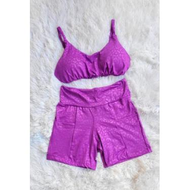 Imagem de Short Com Bolso e Top com bojo Conjunto Academia Fitness - Pijamas Viç
