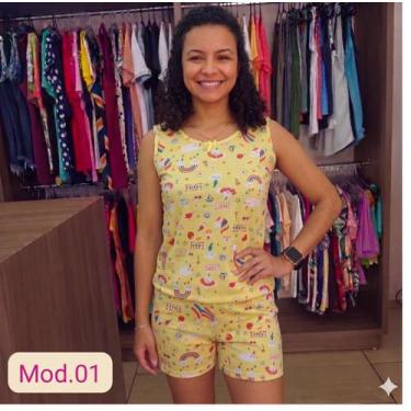 Imagem de Pijama Feminino Malha Algodão 100% Penteada Regata - Valentina Confecç