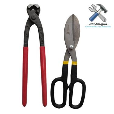 Imagem de Kit-1 Alicate Torquês Torquesa Armador 10"Pol+1 Tesoura Funileiro Prof