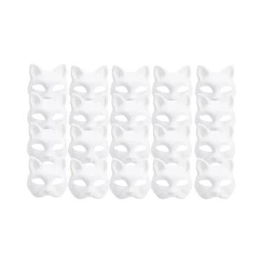 Imagem de Máscara De Papel Japonesa De Meia Face Pintável DIY De Gato Para Hallo