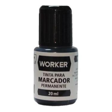 Imagem de Tinta Refil Para Marcador Permanente Recarregável Preto 20ml Worker