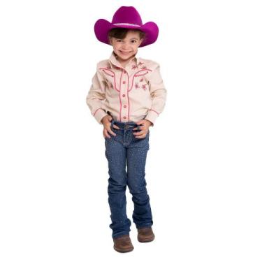 Imagem de Camisete Infantil Country Bordada Lara Filha Country City, Bege, PP