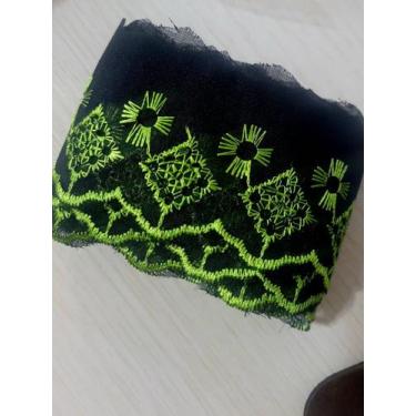 Imagem de Bordado ingles - peça c/3 metros e 5cm de largura, PRETO E VERDE