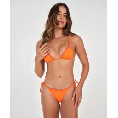 Imagem de Biquini Cortininha Bordado Tricot Alto Giro, Laranja fun c0187, M