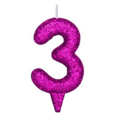Imagem de Vela De Aniversário Número Magic Glitter Rosa - PartiuFesta