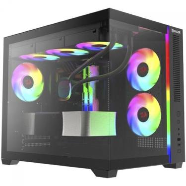 Imagem de Gabinete Gamer Redragon Wideload Mini Lite RGB Preto Sem Fans Micro