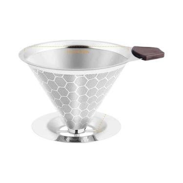 Imagem de Filtro De Café De Aço Inoxidável De Camada Dupla 600 Mesh Reutilizável