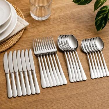 Imagem de Conjunto 24 Talheres Prime Fratelli Aço Inox Livre de BPA para Mesa Po