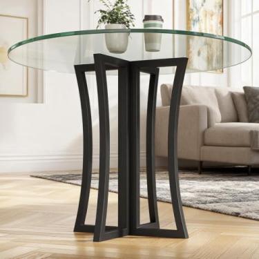 Imagem de LBSLMJB Pernas de mesa de metal 71 cm, base de ferro forjado resistente para tampos de mesa de vidro, mármore e madeira, casa, cozinha e escritório (preto)