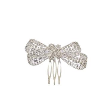 Imagem de LAÇO COM PENTE PARA CABELO - Acessório Prateado com Strass - VIDIÈ