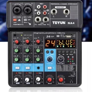 Imagem de Mesa De Som 4 Canais Placa De Som Mixer de Áudio Profissional Bluetoot