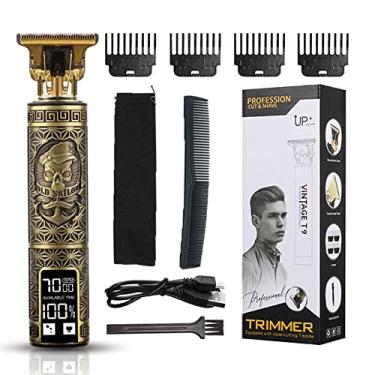 Imagem de Máquinas de cortar cabelo masculinas profissionais sem fio, recarregável, barbeador de barba com lâmina em T, barbeador de cabeça careca de 0 mm com 3 pentes, corte de cabelo de precisão