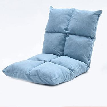 Imagem de Diumy Cadeira de chão Lazy ajustável, 6 posições, cadeira preguiçosa de tatame com suporte para as costas, almofadas de assento de vídeo acolchoadas dobráveis para adultos em ambientes internos - azul 52 x 55 x 55 cm