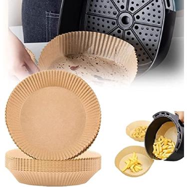 Imagem de DDZZ Forro de papel descartável Air Fryer, 100 peças antiaderentes descartáveis para fritadeira a ar, à prova de óleo, à prova d'água, pergaminho de grau alimentício para assar no micro-ondas (100 peças - 20 cm)