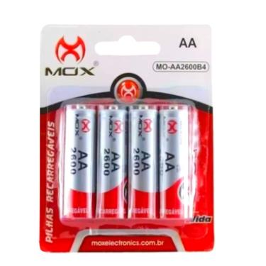 Imagem de Kit c/4 Pilhas Recarregáveis aa de 2.600mAh Capacidade Mox Premium