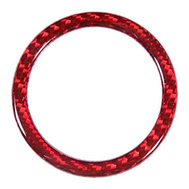 Imagem de Tbest Acabamento de arranque do motor, anel de partida do motor, moldura de partida do motor, decoração de botão de partida de fibra de carbono