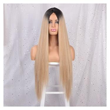 Imagem de Perucas femininas peruca sintética peruca longa reta para mulheres, perucas de cosplay laranja para mulheres, cabelo natural resistente ao calor, cabelo loiro cinza, perucas de cabelo humano (cor: WL9352-27-613, comprimento esticado: 71 cm)