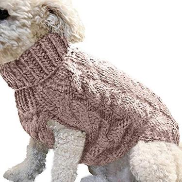 Imagem de Yajun Suéter de inverno para cães quente suéter para animais de estimação, casaco de tricô macio espesso, roupas de design elegante, marrom, GG