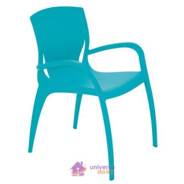 Imagem de Cadeira Tramontina Clarice Azul Com Braços Em Polipropileno E Fibra De
