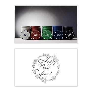 Imagem de Jogo de cartas com fichas para jogos com foto de ano novo festival de felicitações cartão Bless mensagem presente