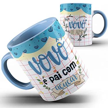 Imagem de Caneca azul xícara Vovô é pai com açúcar