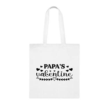 Imagem de Bolsa Sacola Papa's Valentine, Bolsa Papa's Valentine presente para papai, bolsa de ombro papai, bolsas reutilizáveis, presente para papai da filha favorita, filho e filhos, Branco