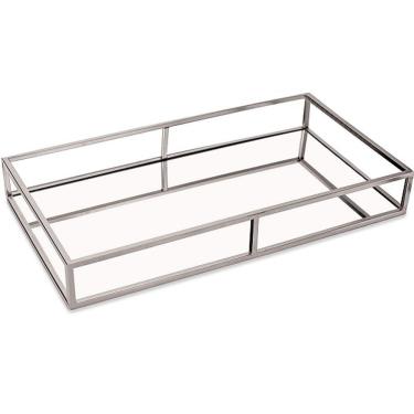 Imagem de Bandeja Prata em Metal com Espelho MART 09630