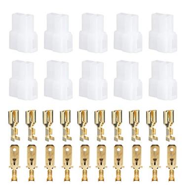 Imagem de EBTOOLS Conectores elétricos automotivos, conjunto de conectores de cabo de rádio de carro tipo T 2 pinos para Kenwood