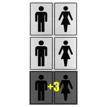 Imagem de Combo 6 Placas De Sinalização Banheiro Masculino / Feminino 20x15 Acesso - B-567 F9e