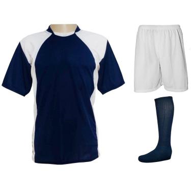 Imagem de Jogo de Uniforme Completo 20+2 Azul Marinho/Branco